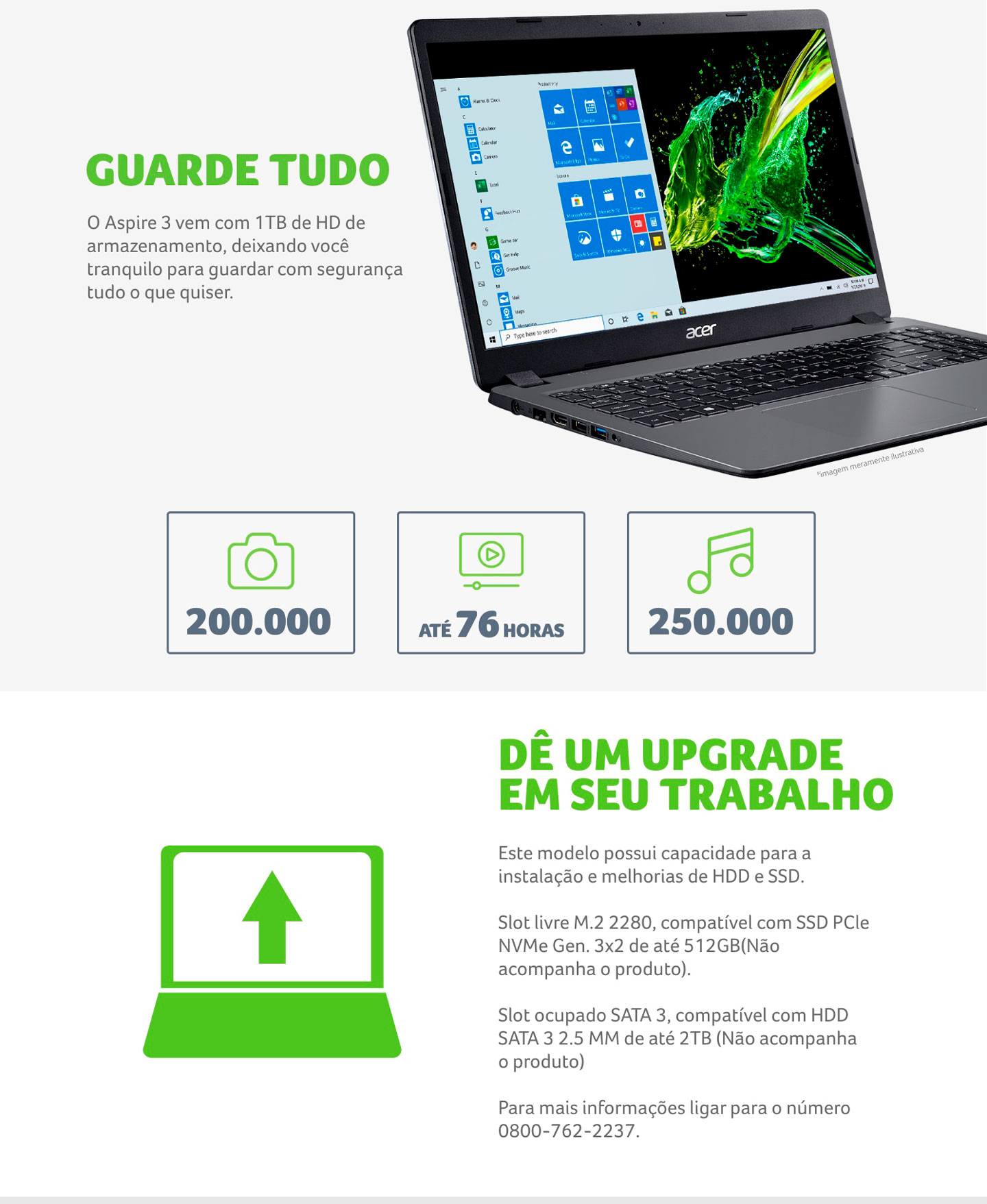 Notebook Acer Aspire 3 Intel Core i3 4GB RAM 1TB HD 15,6